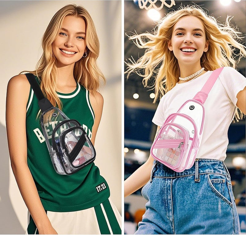 ASKSKY Clear Bag for Stadium Events, Clear Backpack Purse for Women Waterproof PVC Crossbody Fanny Pack for Concert - Image 2